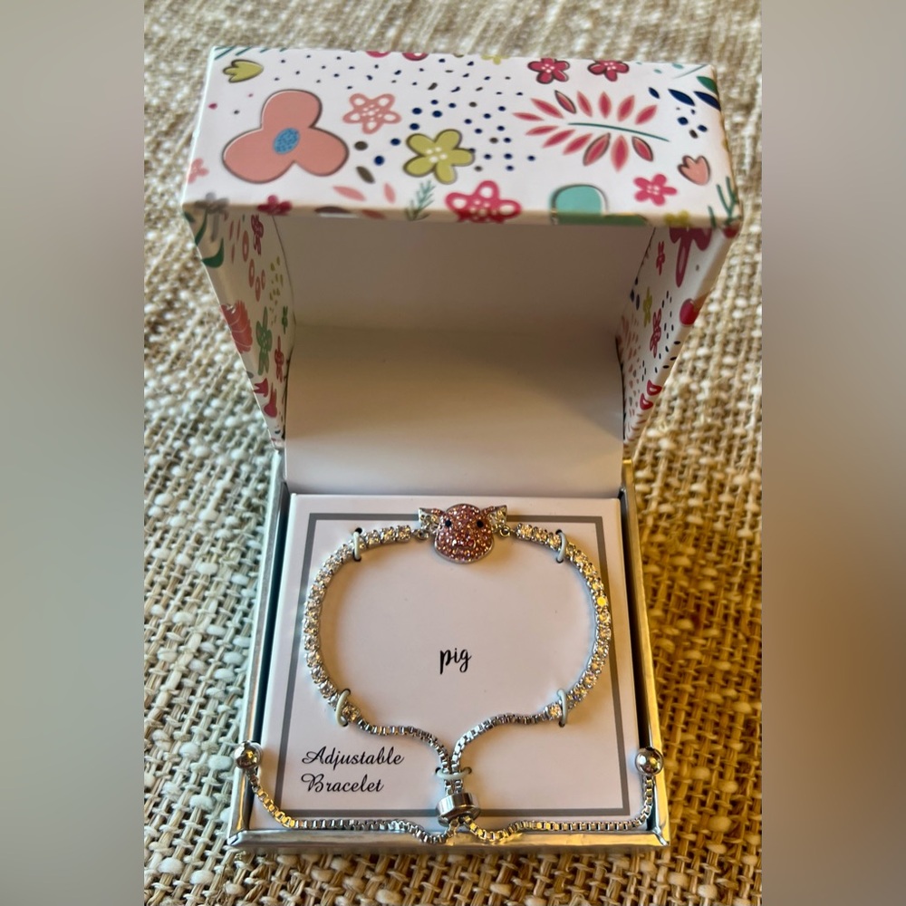 NWT Crystal Pink Adjustable Bracelet | Pink and Silver